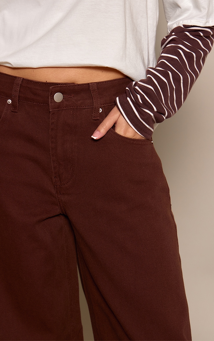 Chocolate Low Rise Barrel Jeans image 4