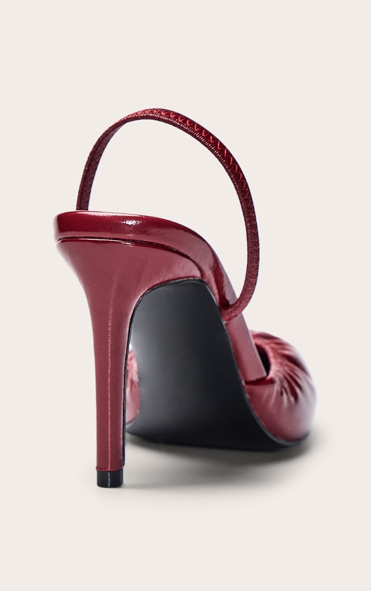 Talons ronds en PU crêpé bordeaux à bride derrière image 4