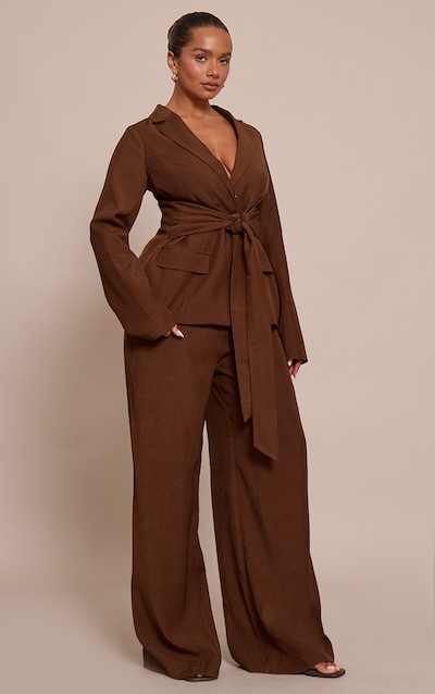 Shape Chocolate Woven Wide Leg Trousers