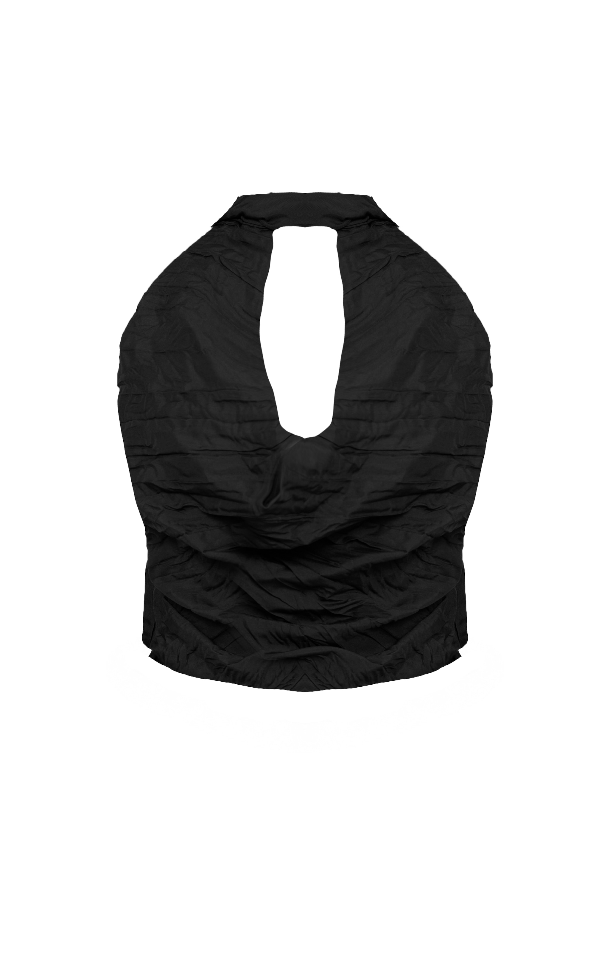 Black Crinkled Woven Extreme Cowl Top image 5