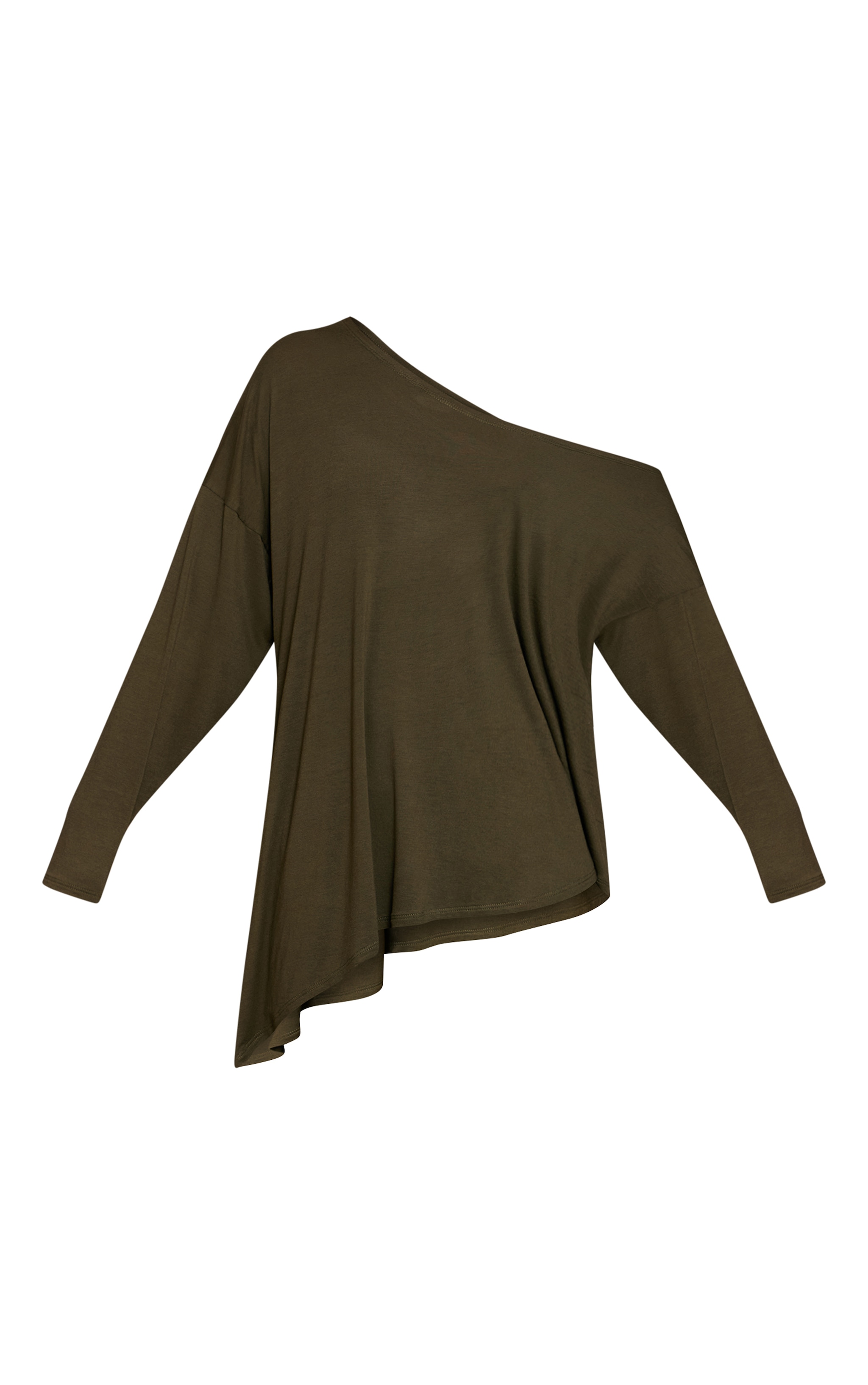 Khaki Soft Jersey Oversized Slouchy Long Sleeve Top image 5