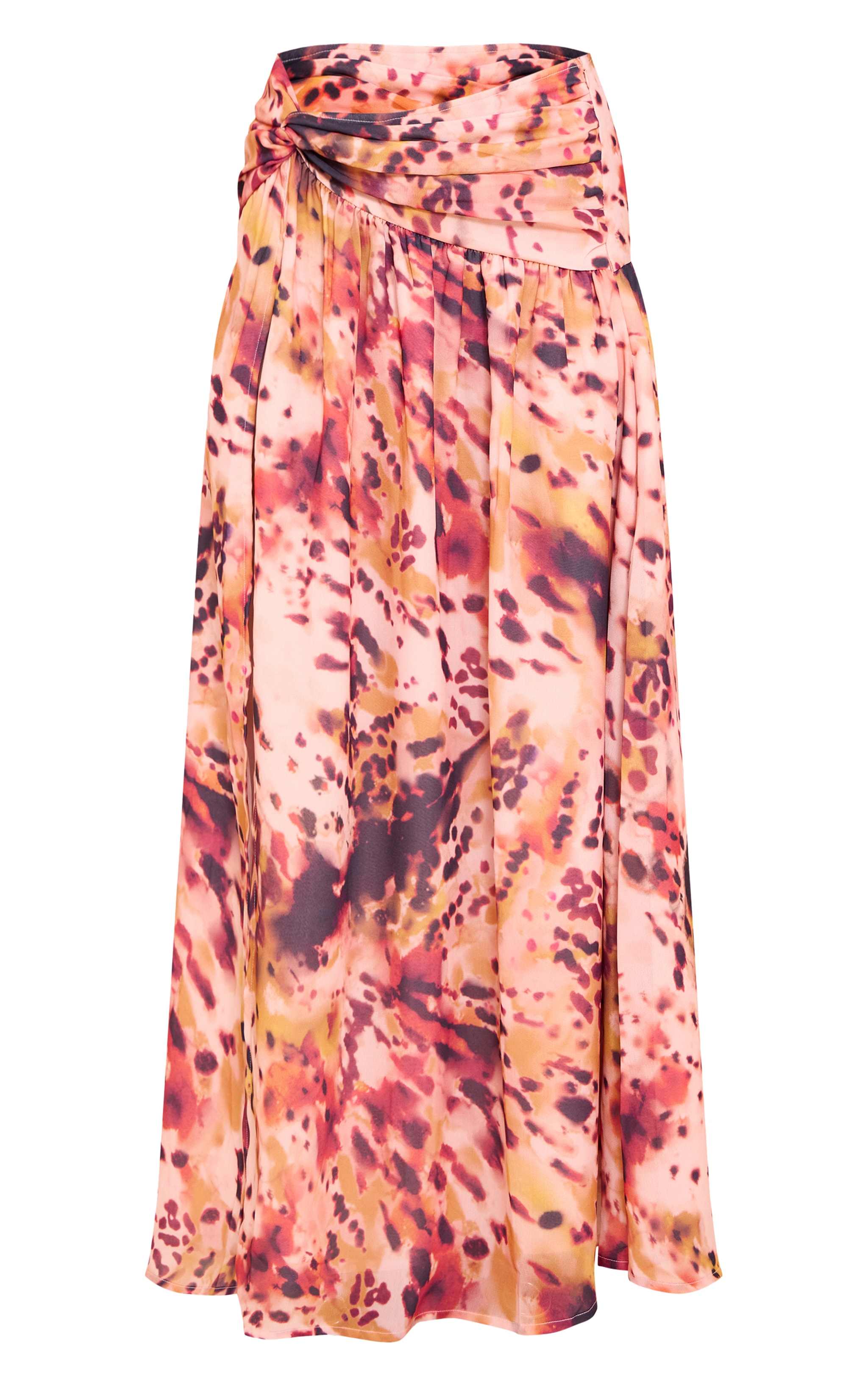 Multi Print Twist Front Thigh Split Maxi Skirt image 5