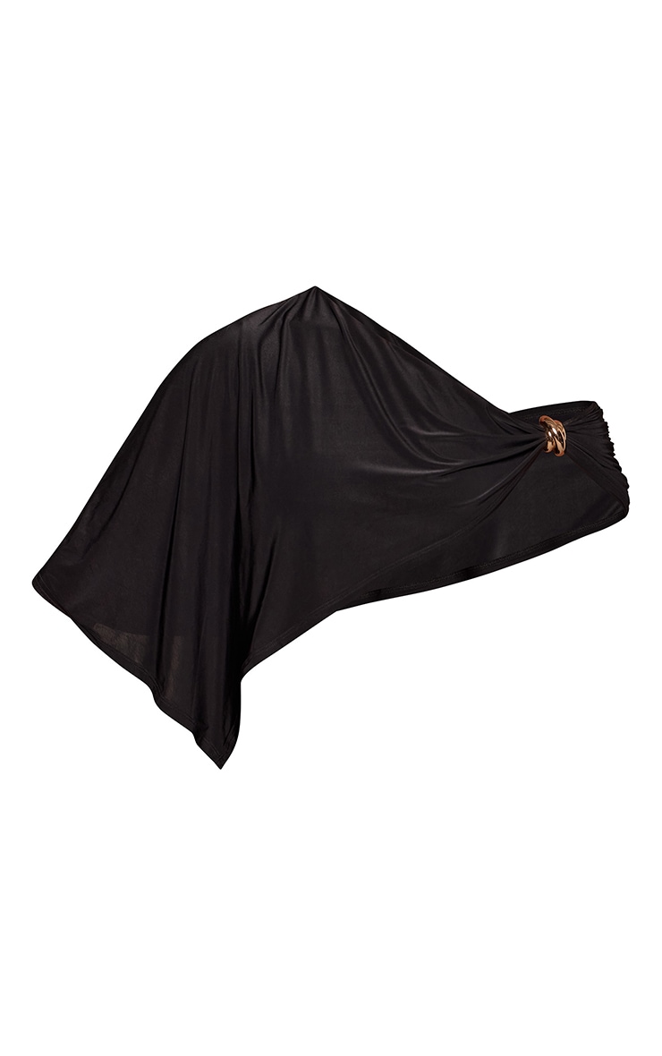 Shape Black Slinky Trim Detail Drape Cape Top image 5