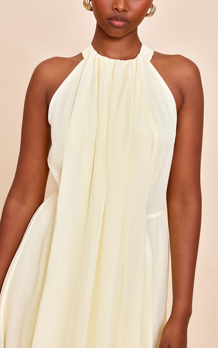 Lemon Chiffon Extreme Pleated Maxi Dress image 4