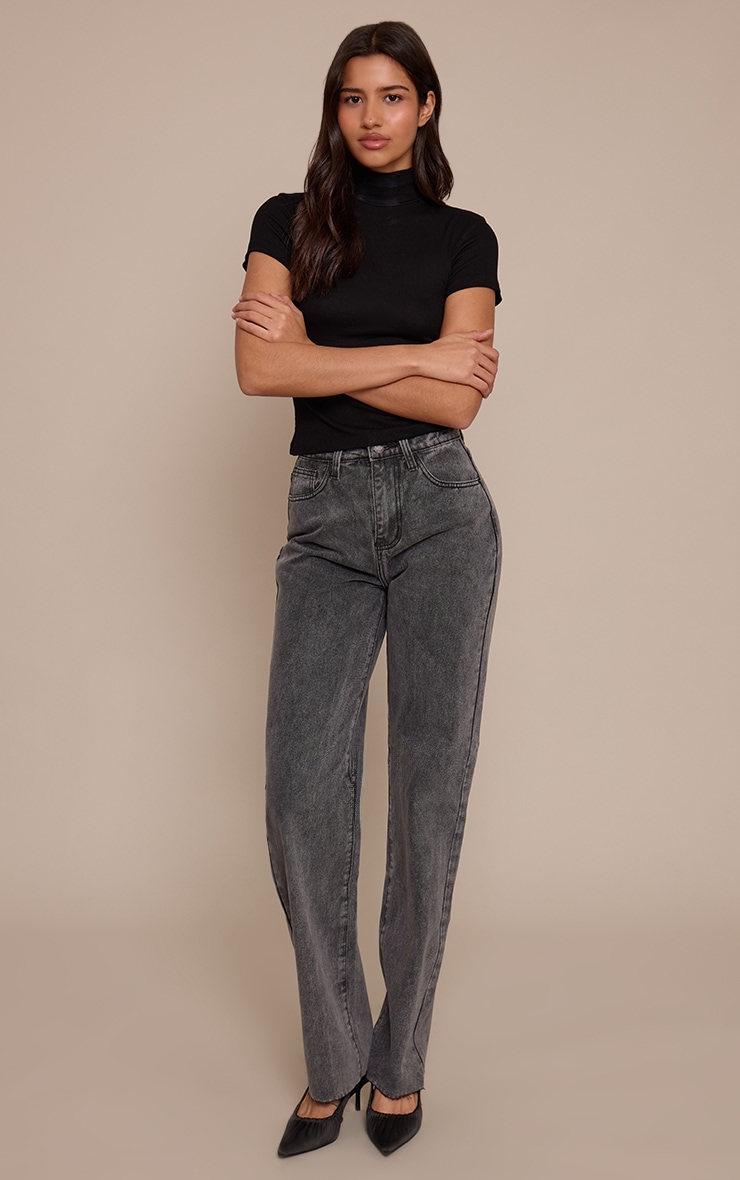 Tall Washed Grey High Waist Straight Leg Jeans