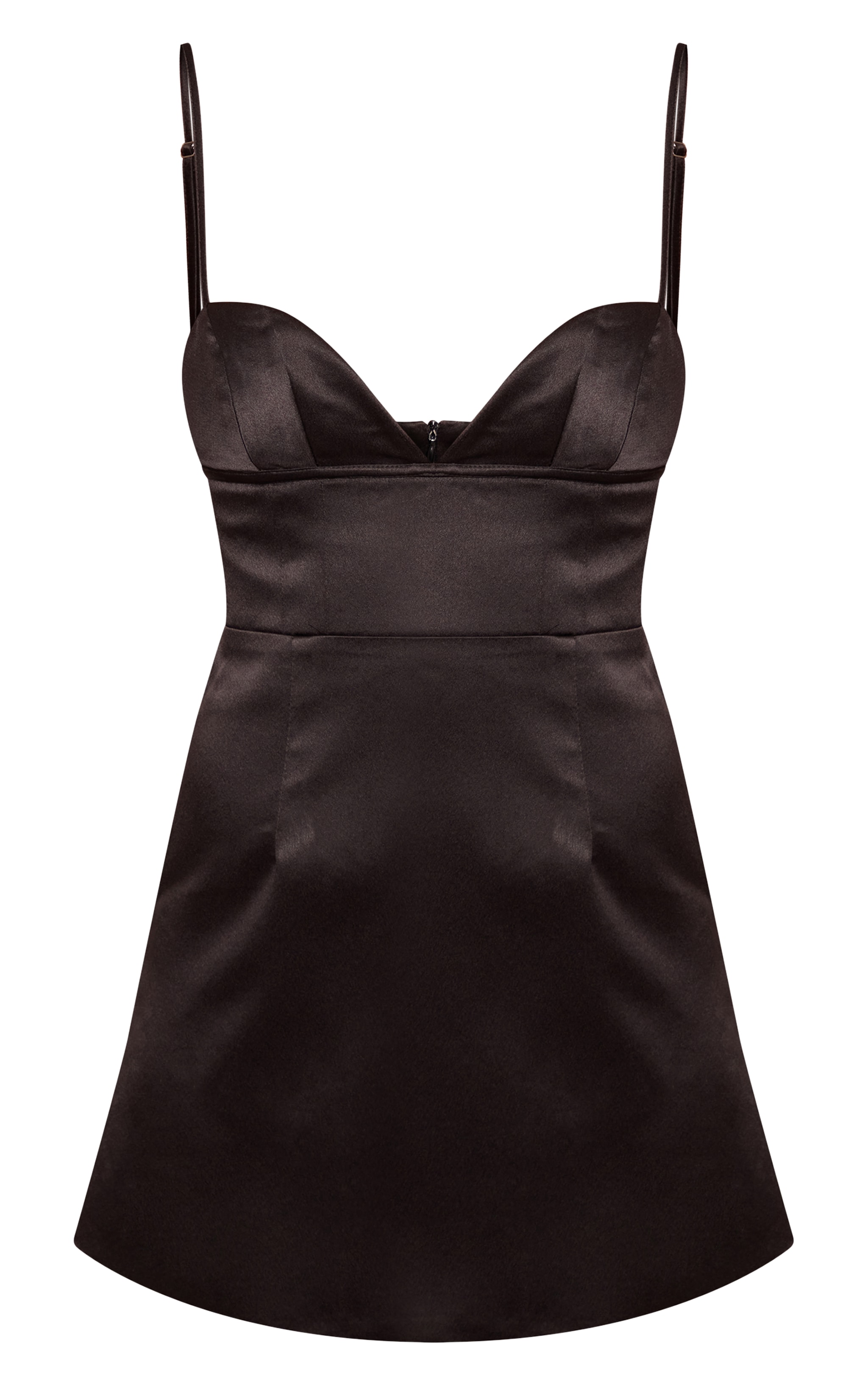 Black Satin Cut Out V Bust Mini Shift Dress image 5