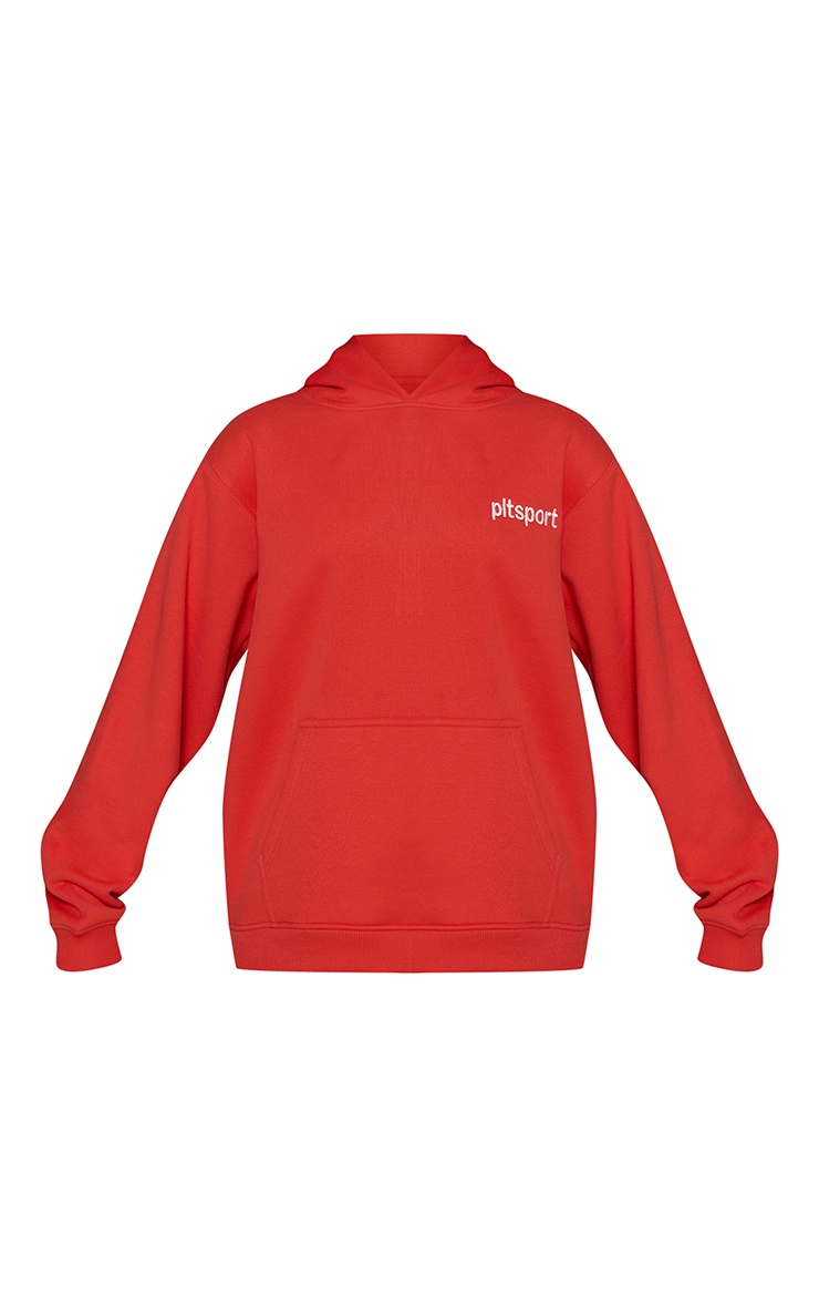 Hoodie pullover oversize en coton polaire rouge brodé "PLT Sport" image 5