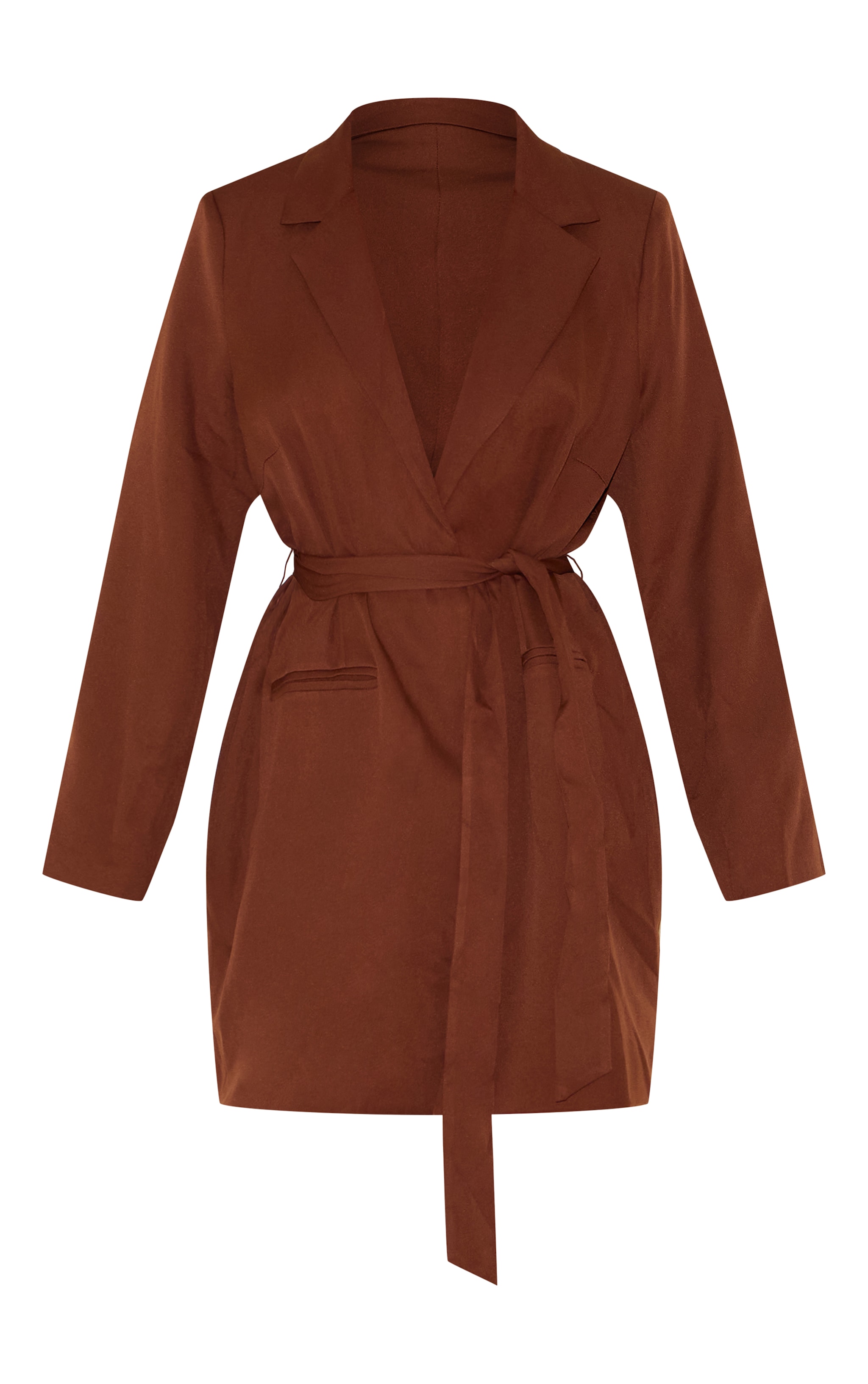 Plus Chocolate Tie Waist Blazer Dress image 5