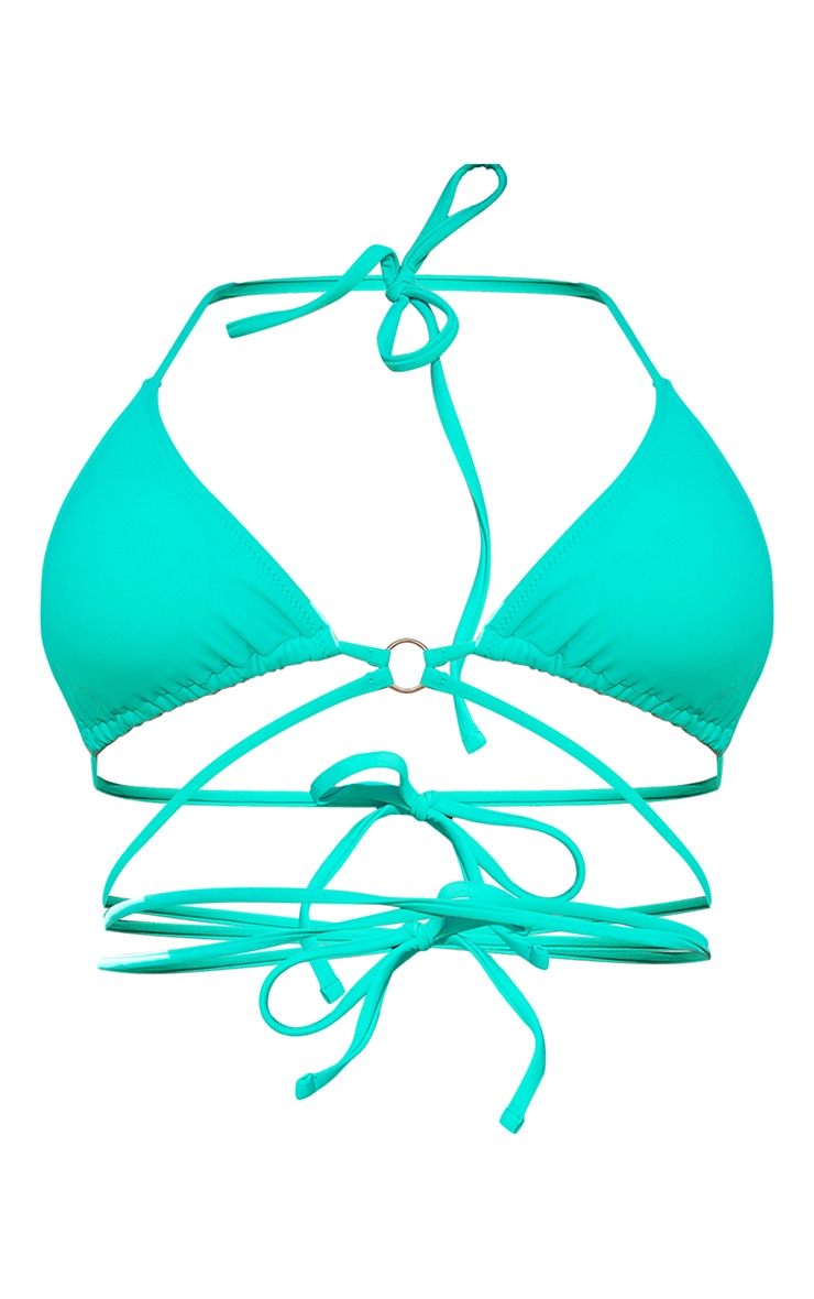 Mini haut de maillot de bain turquoise à anneau et détail enroulé image 5