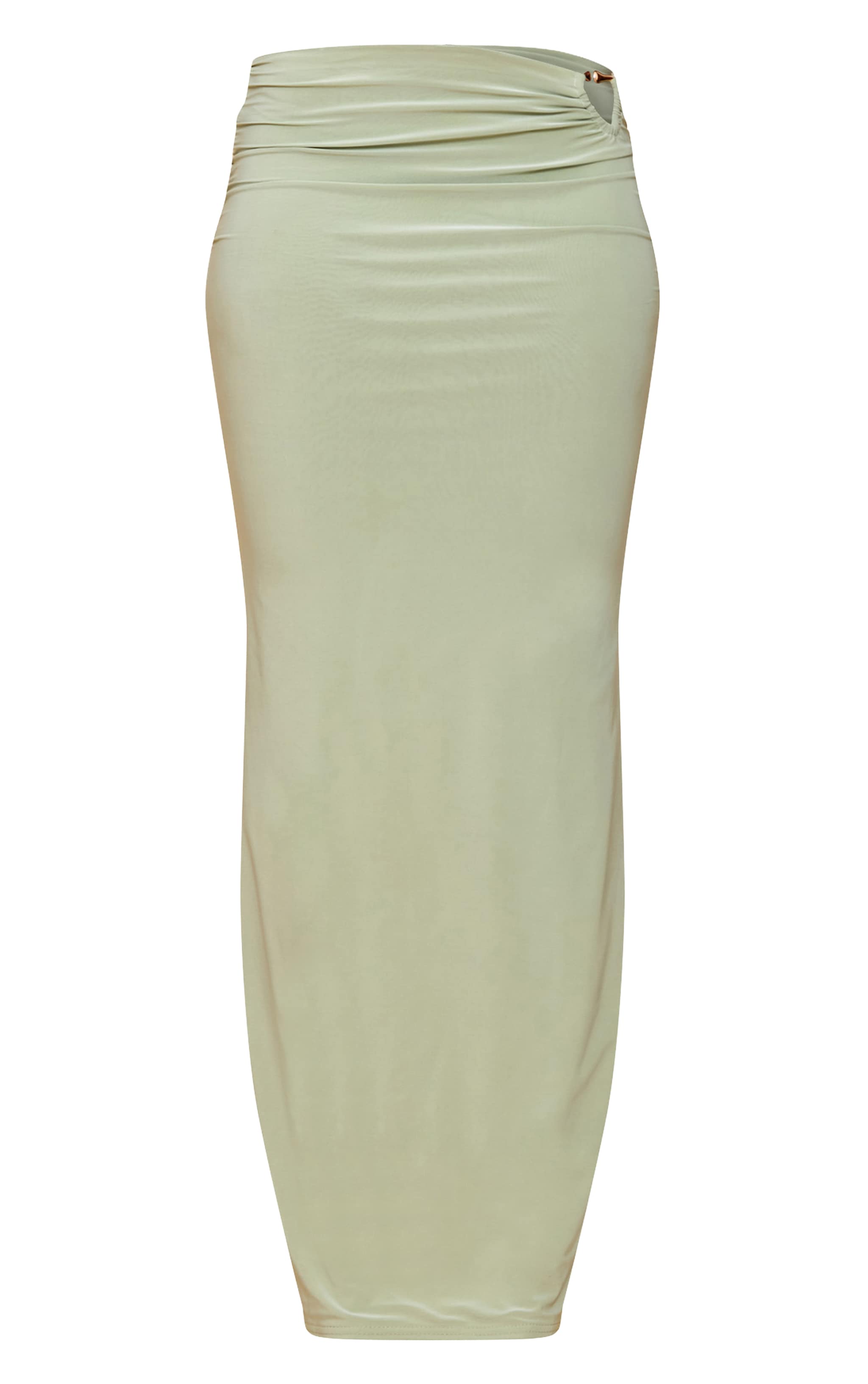 Mint Double Layer Slinky Trim Detail Maxi Skirt image 5