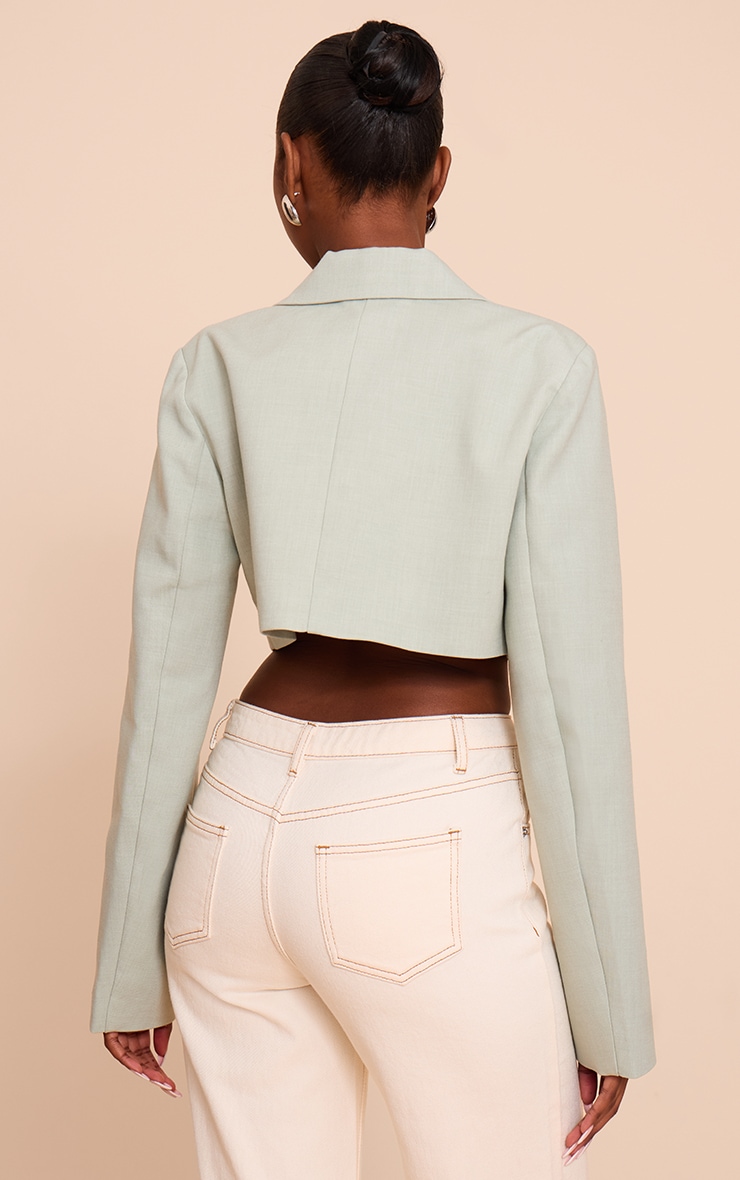Sage Cropped Structured Boxy Blazer image 2