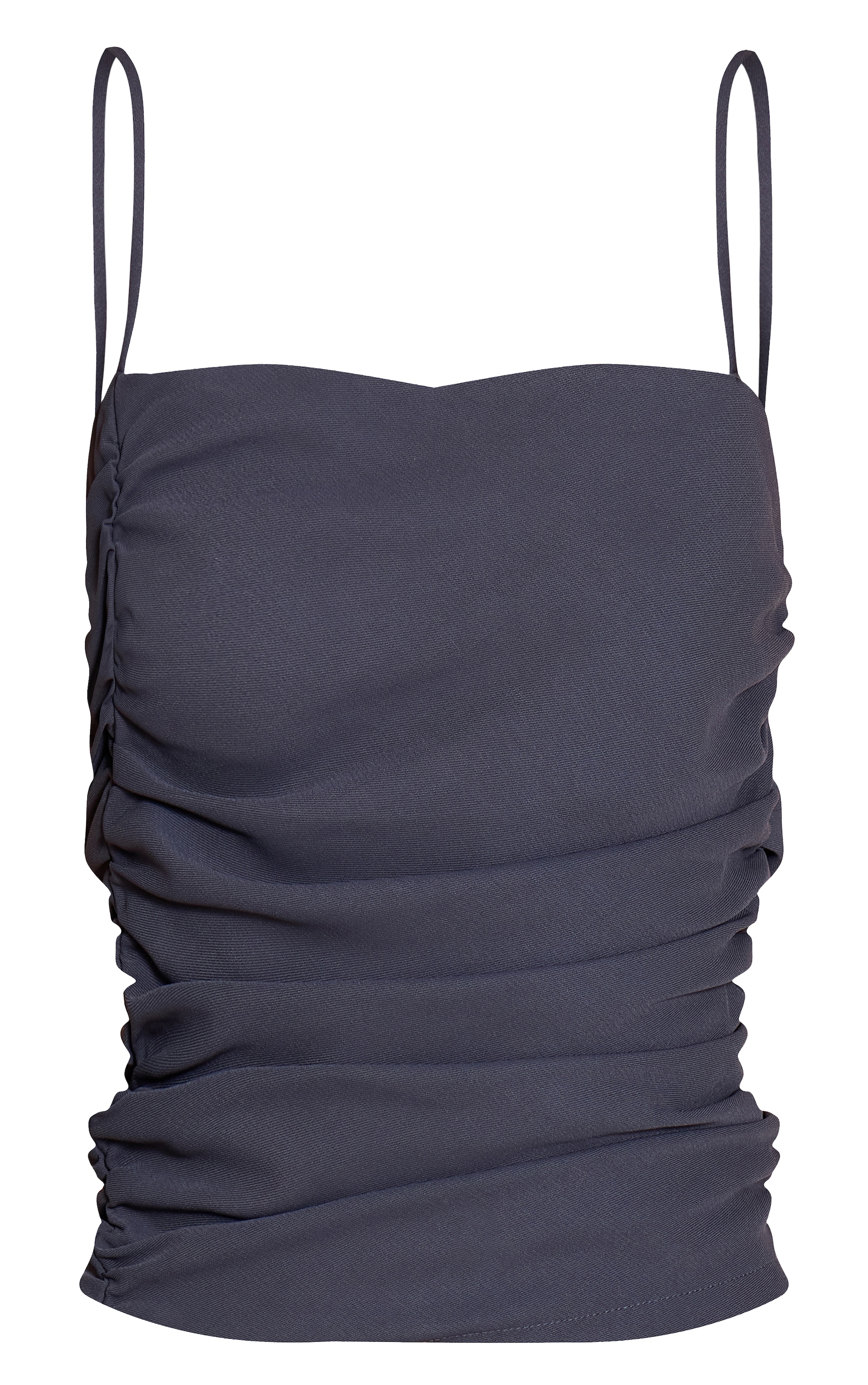 Charcoal Woven Ruched Front Detail Strappy Top image 5