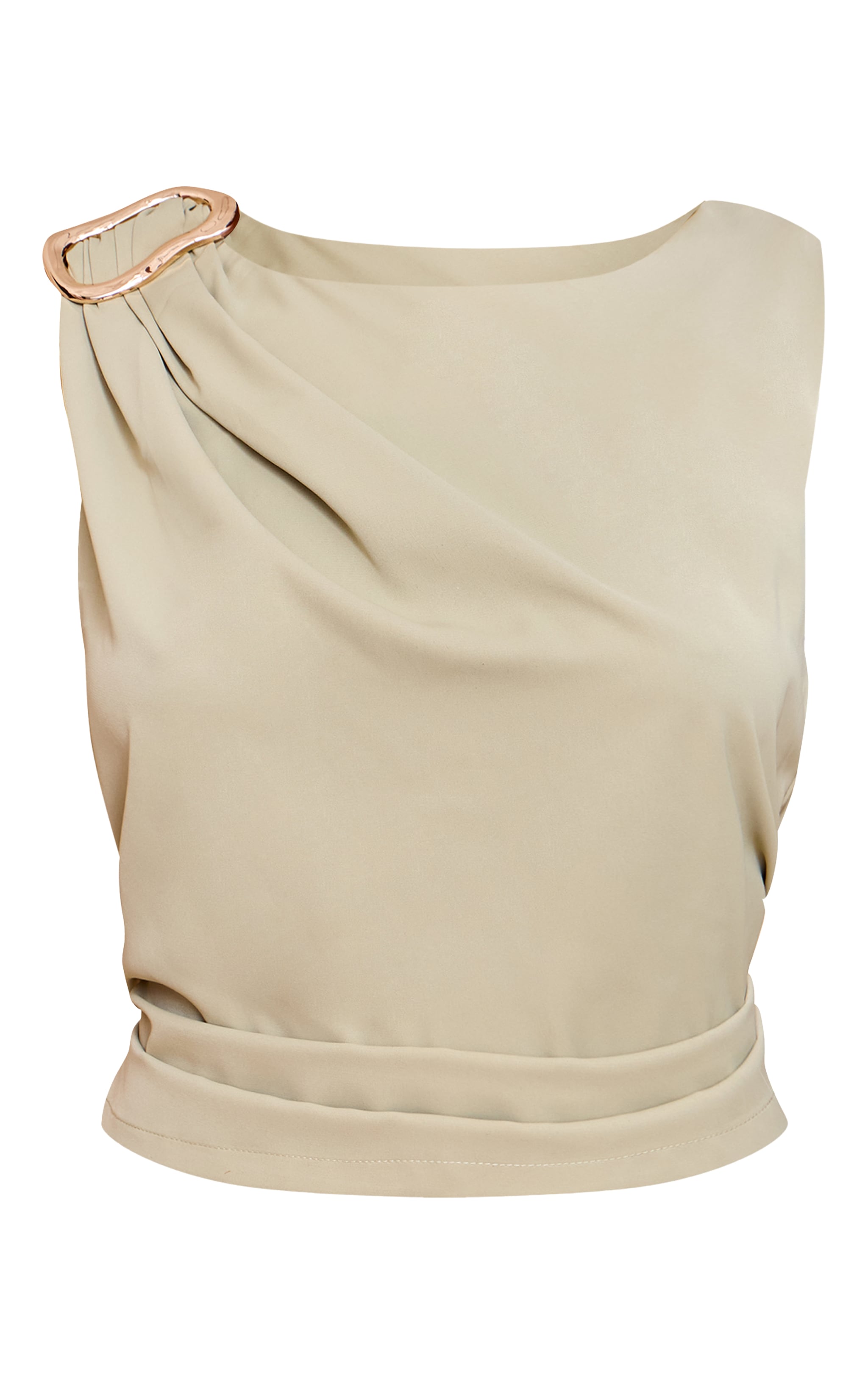 Sage Green Abstract Trim Detail Sleeveless Top image 5