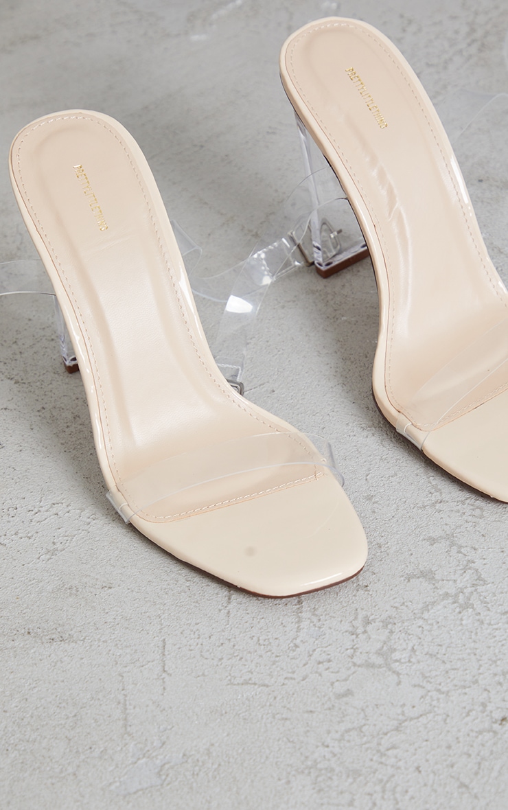 Nude Flat Heel Clear Strap Sandals image 3