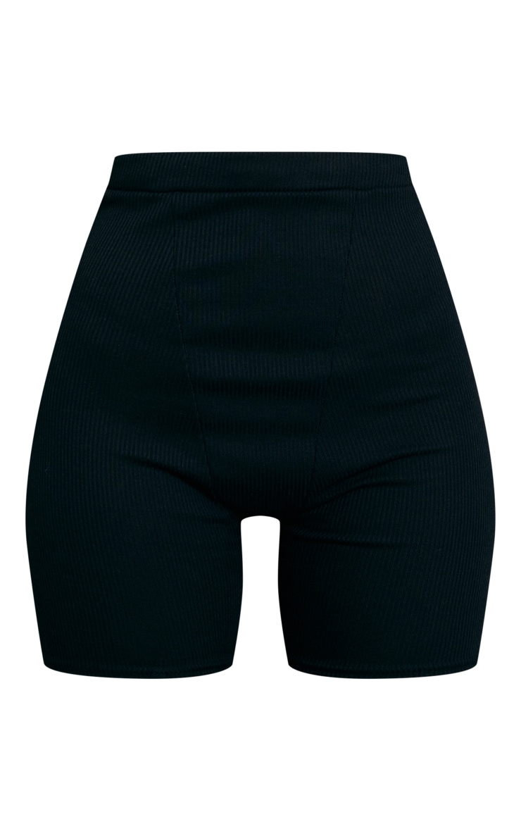 Black Ribbed Cycle Shorts CoOrds PrettyLittleThing