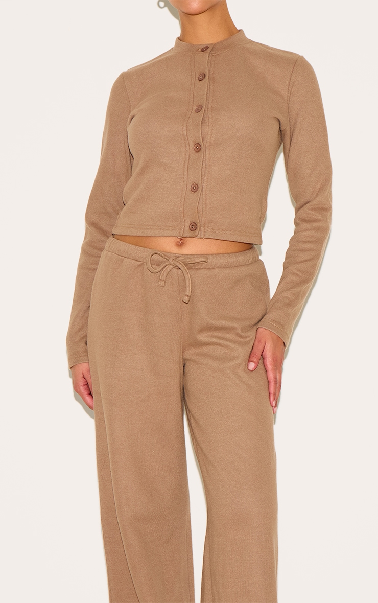 Petite Taupe Super Soft Drawstring Wide Leg Pants image 4
