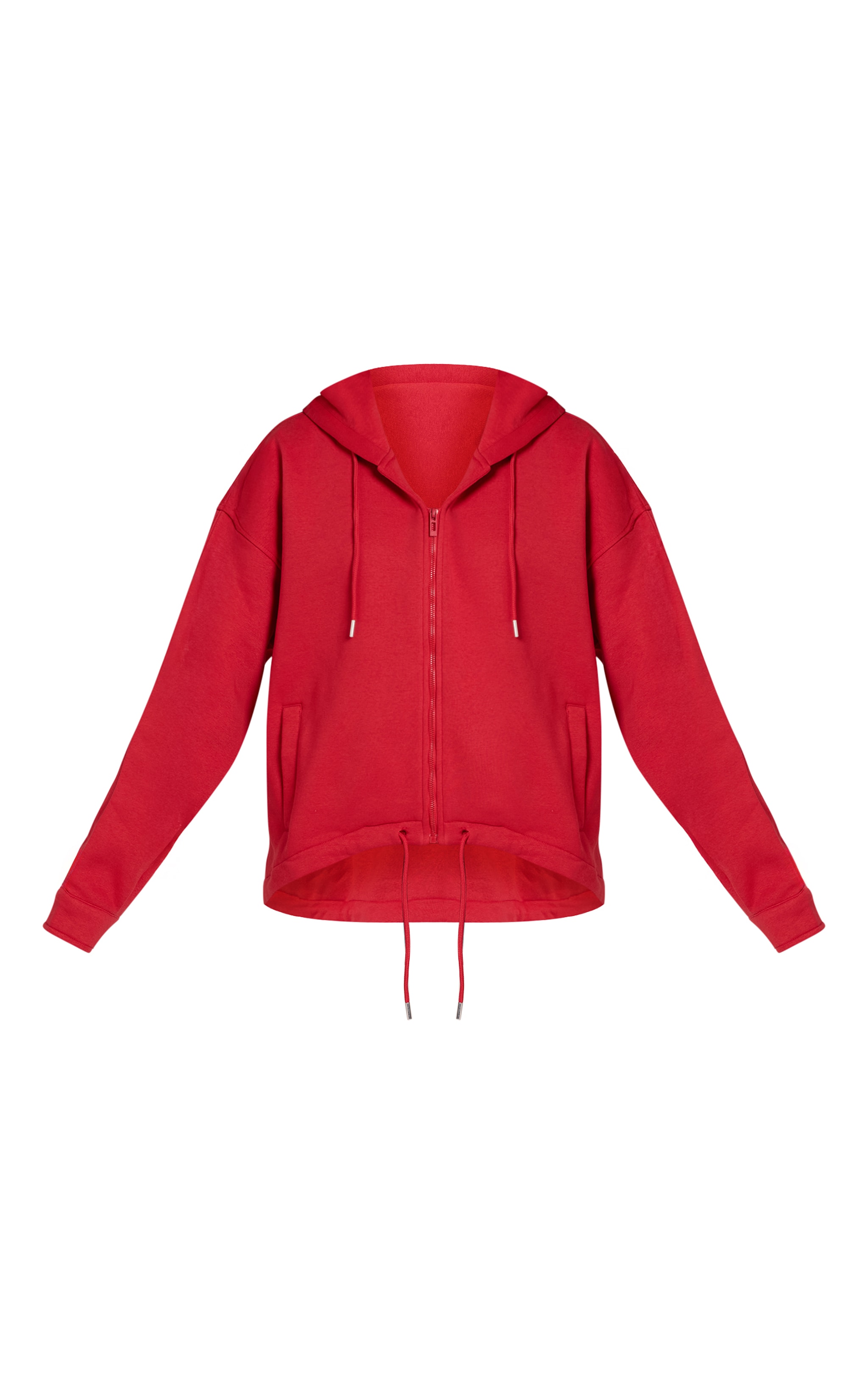 Red Oversized Zip Up Toggle Waist Hoodie image 5