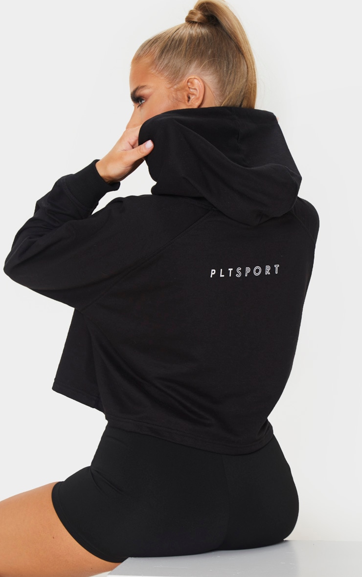 PRETTYLITTLETHING Black Soft Zip Up Gym Sweat