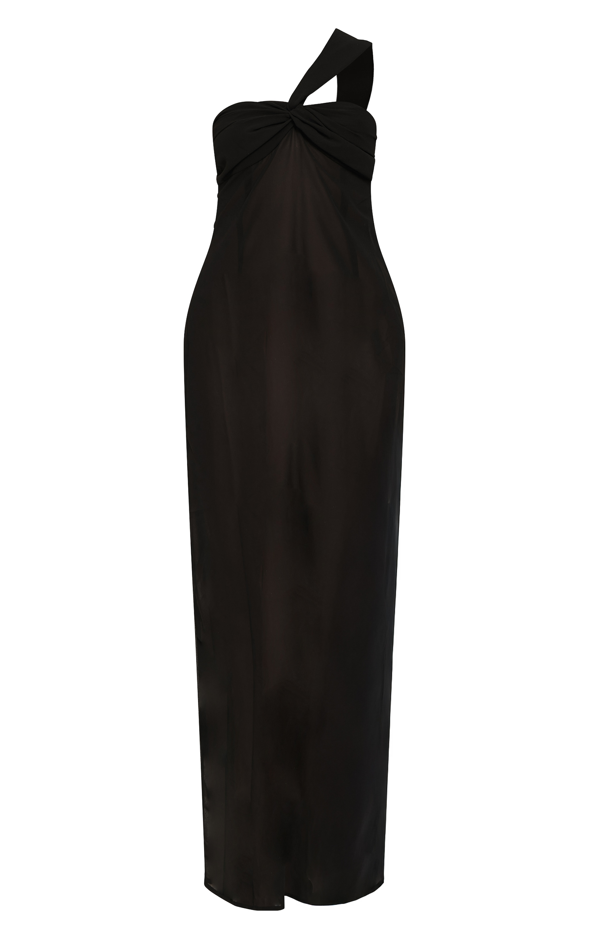 Black Ruched Chiffon Maxi Beach Dress image 5