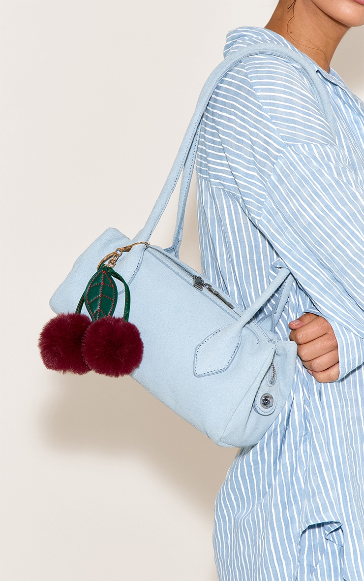 Porte-clés duveteux rouge en forme de cerises image 1