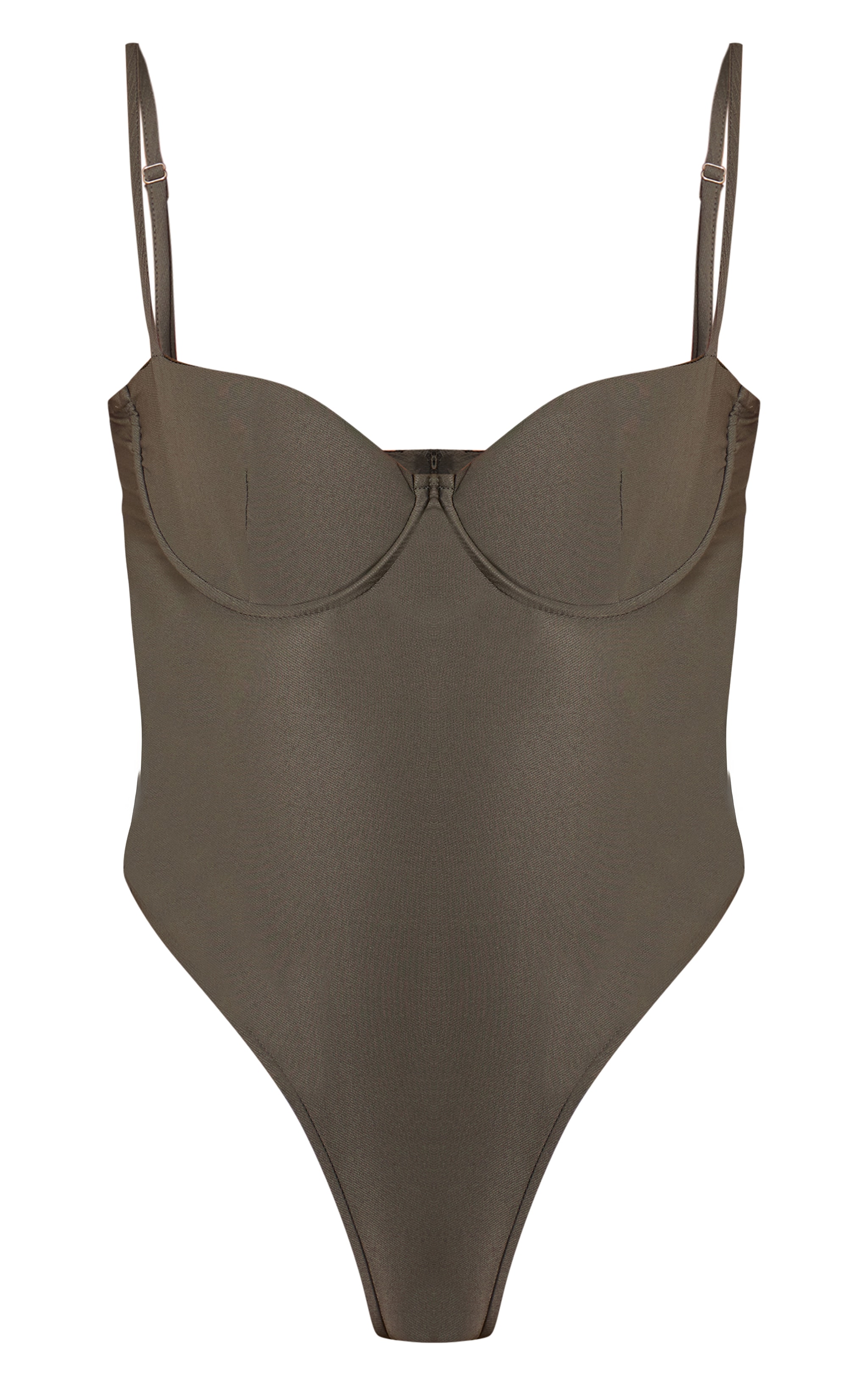 Forest Green Woven Stretch Strappy Bodysuit image 5