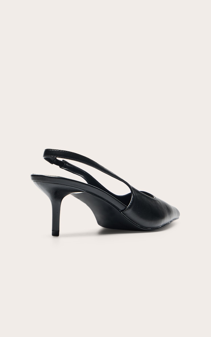 Mules pointure large pointues en PU noir à talon et bride derrière image 4