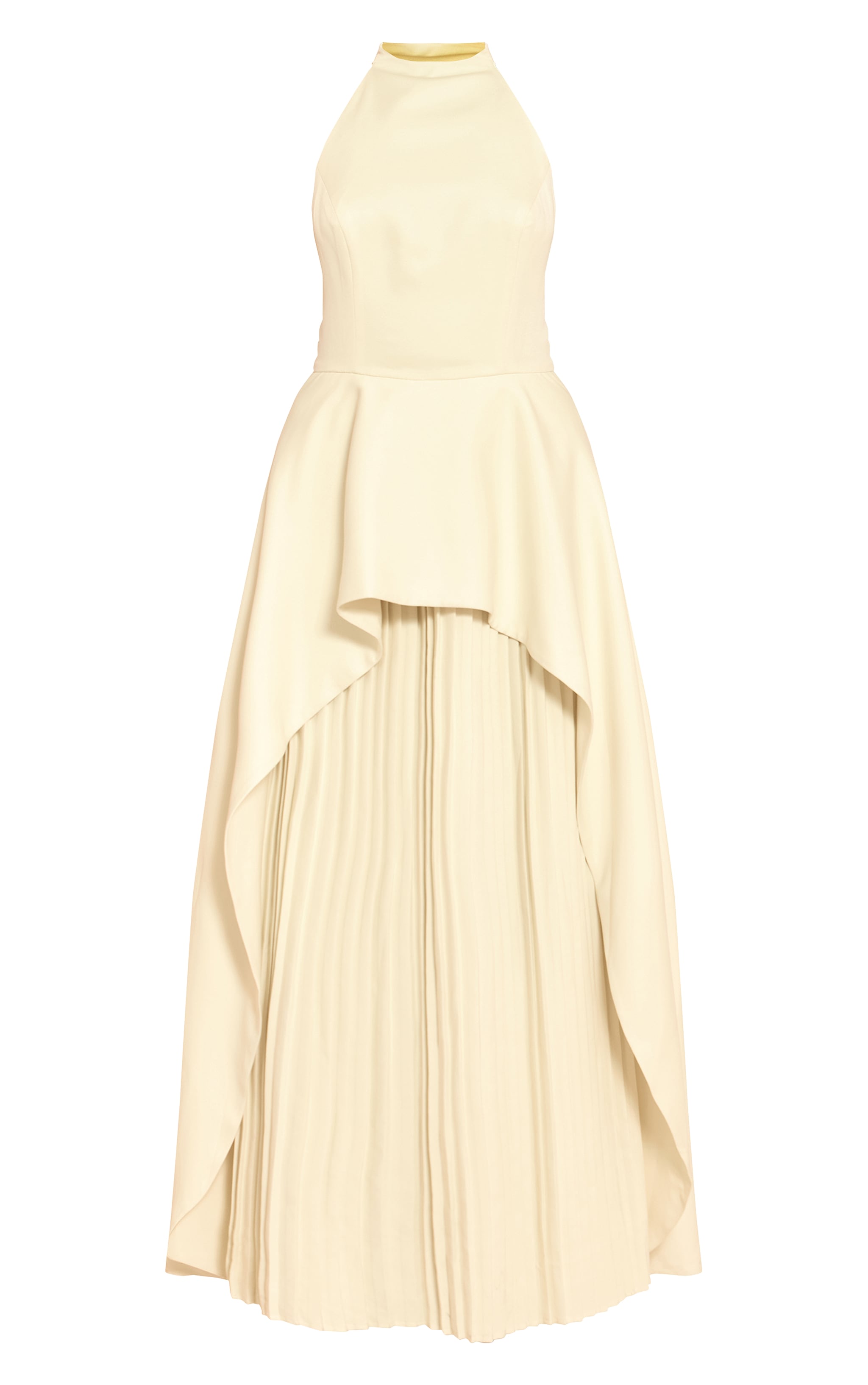Lemon Woven Halterneck Pleated Underlay Maxi Dress image 5