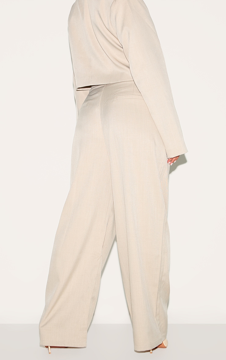Plus Light Grey Tailored Woven Wide Leg Pants image 3