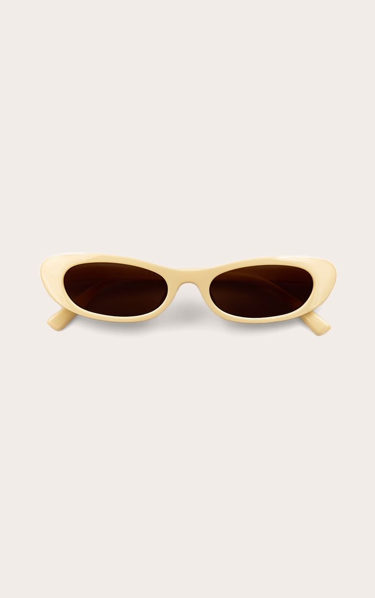 Lunettes de soleil style oeil de chat lisses jaune beurre image 2