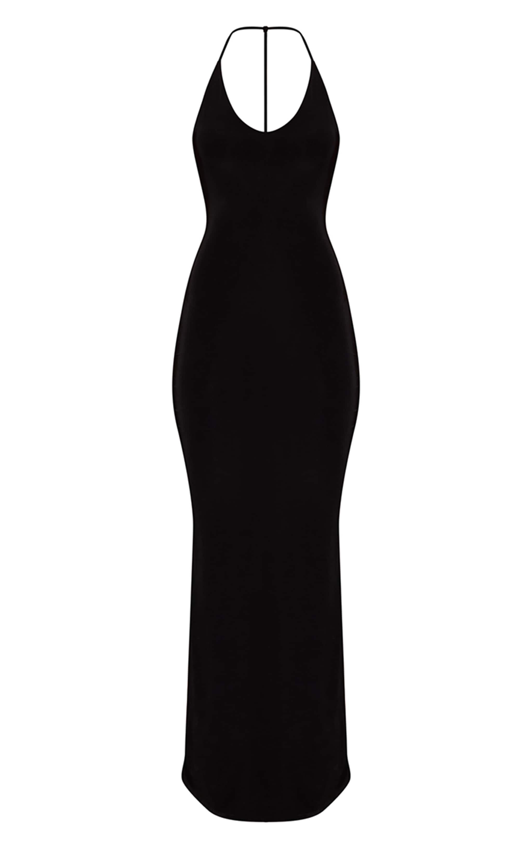 Black Double Layer Slinky Scoop Neck Open Back Dress image 5