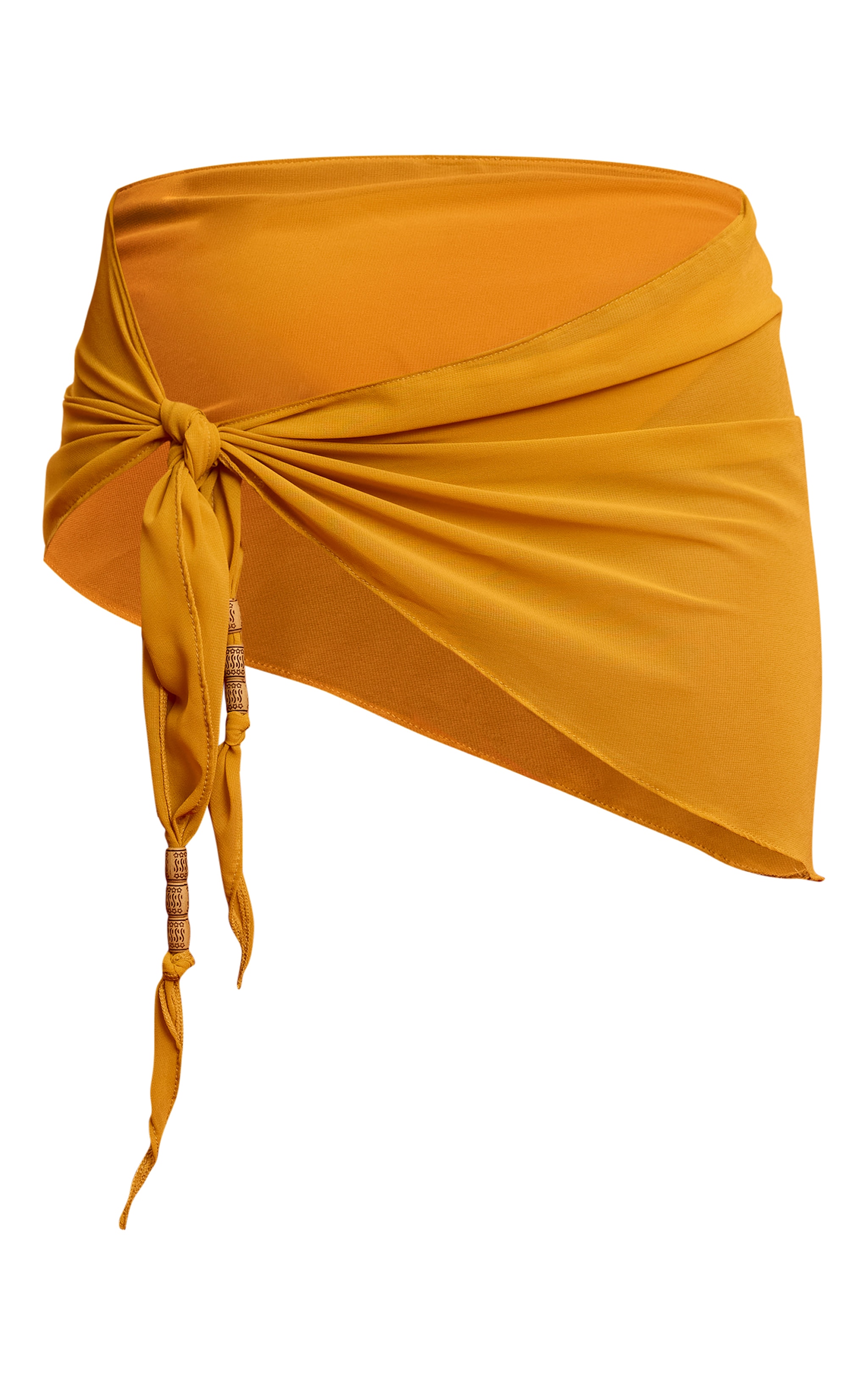 Mustard Chiffon Bead Trim Mini Beach Sarong image 6