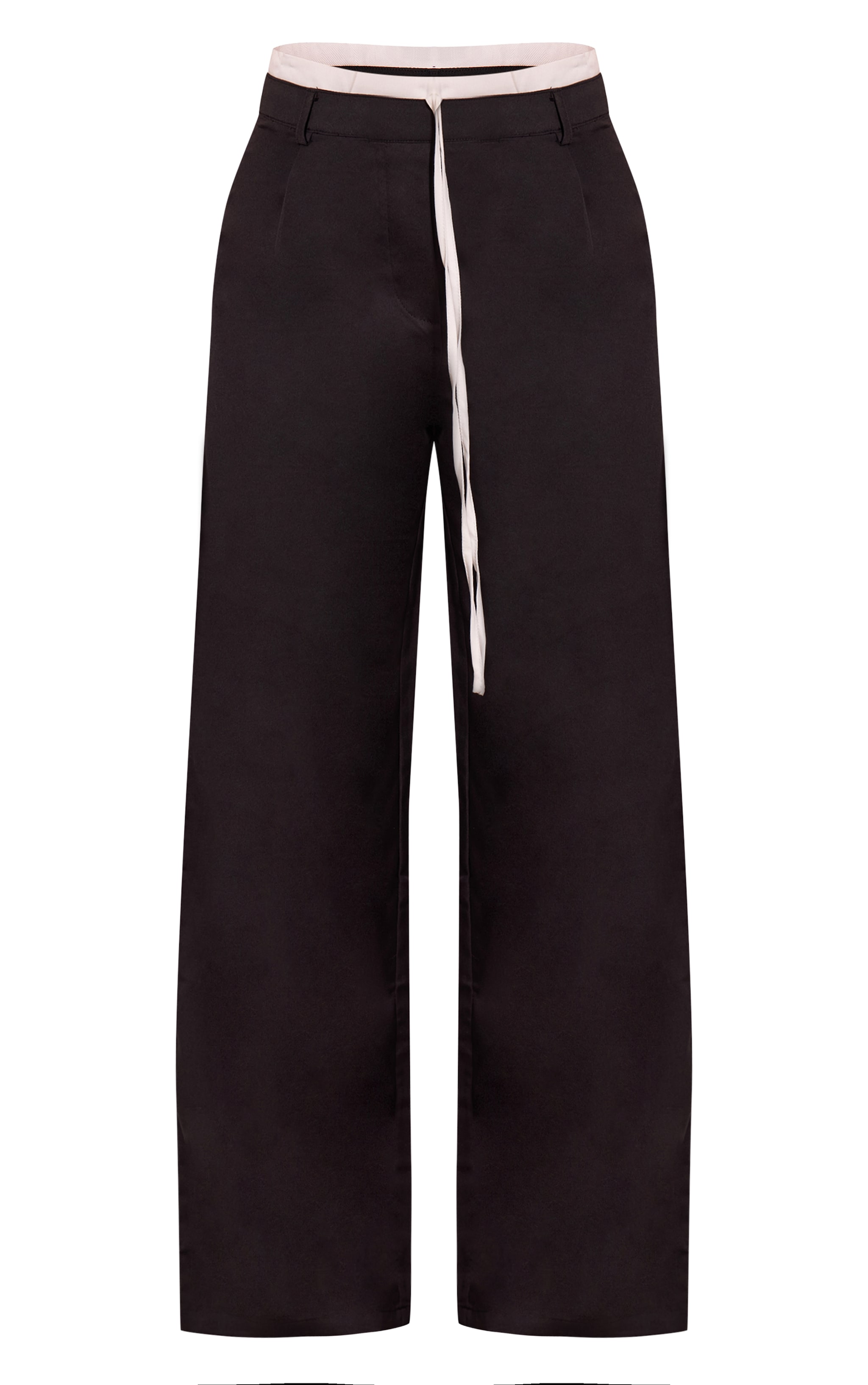 Tall Black Woven Double Waistband Tailored Pants image 5