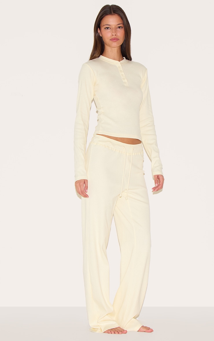 Lemon Ribbed Long Sleeve Long Pj Set image 3