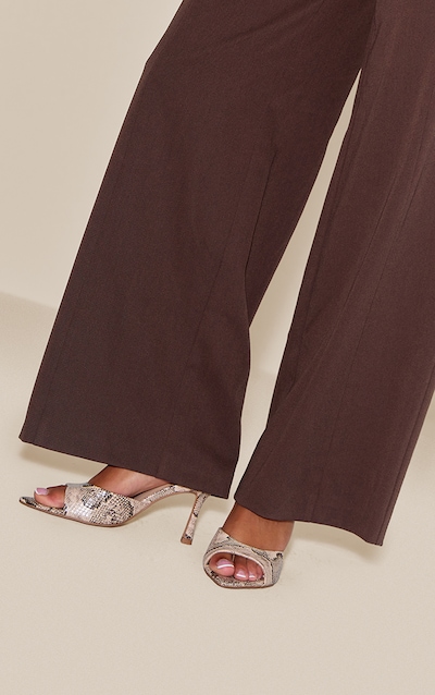 Natural Snake Point Toe Heeled Mules