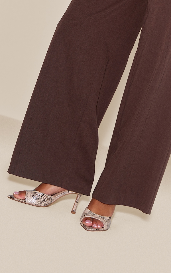Natural Snake Point Toe Heeled Mules