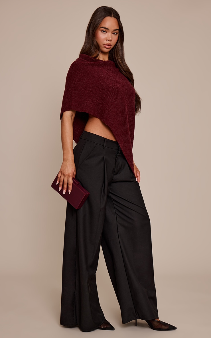 Wine Boucle Cape Top