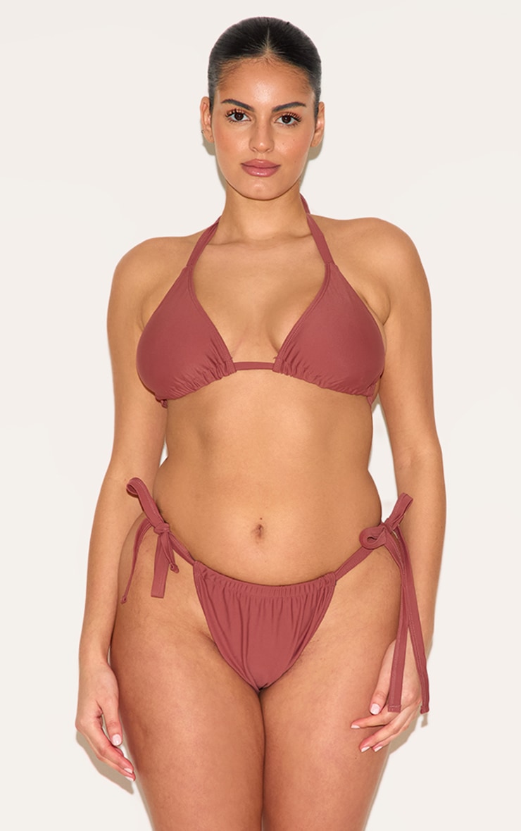 Plus Rust Basic Tanga Tie Side Bikini Bottom image 3