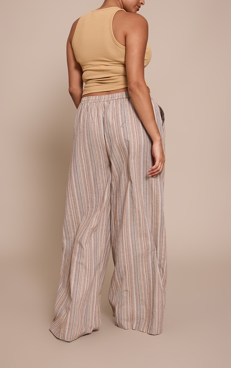 Plus Pantalon droit texturé multicolore à rayures image 3