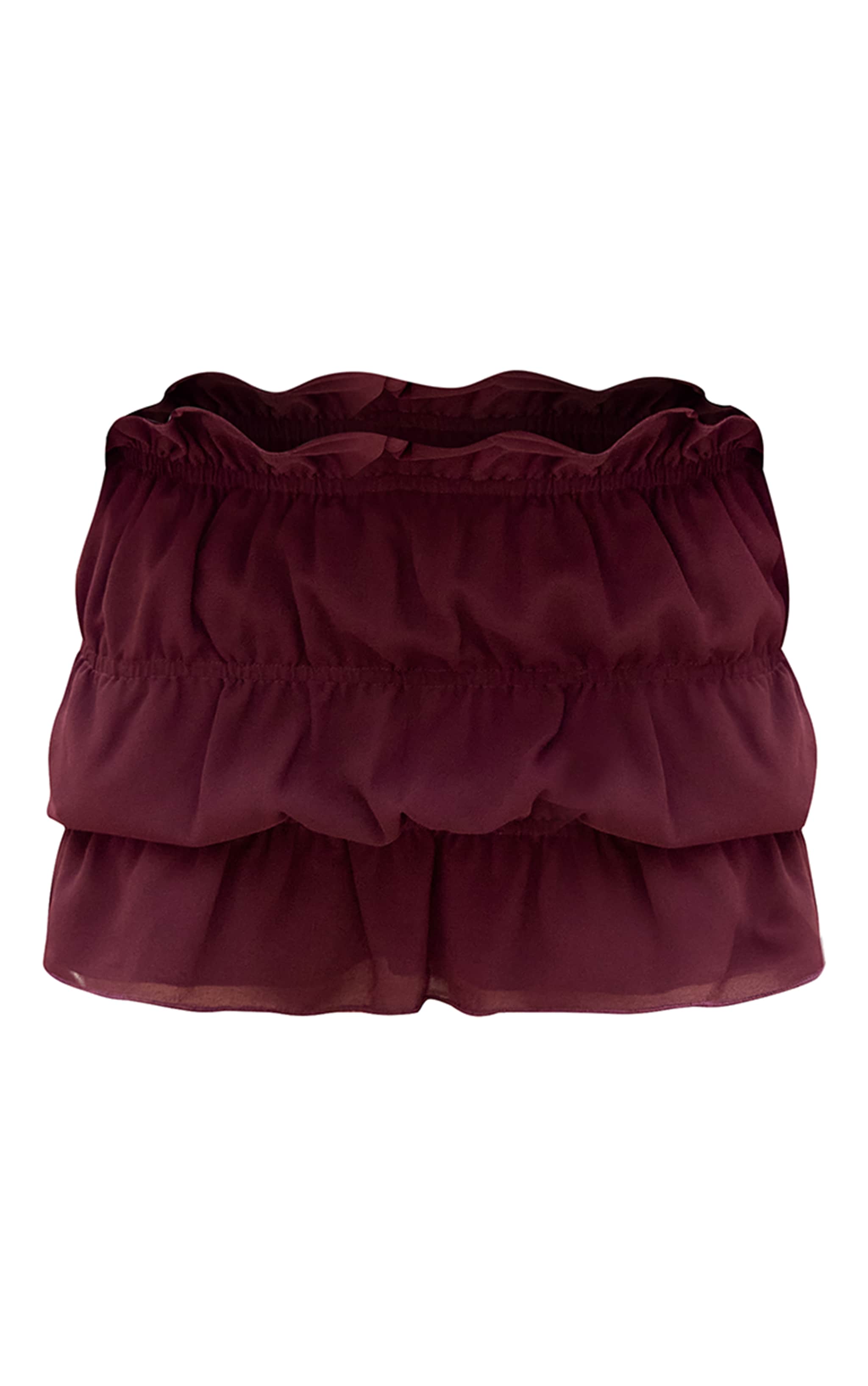 Dark Plum Chiffon Ruched Mini Skirt | Co-ords