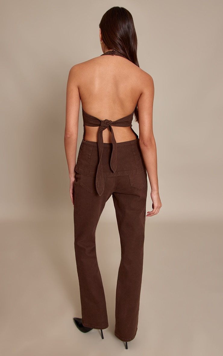 Brown Stretch Denim Flares image 3