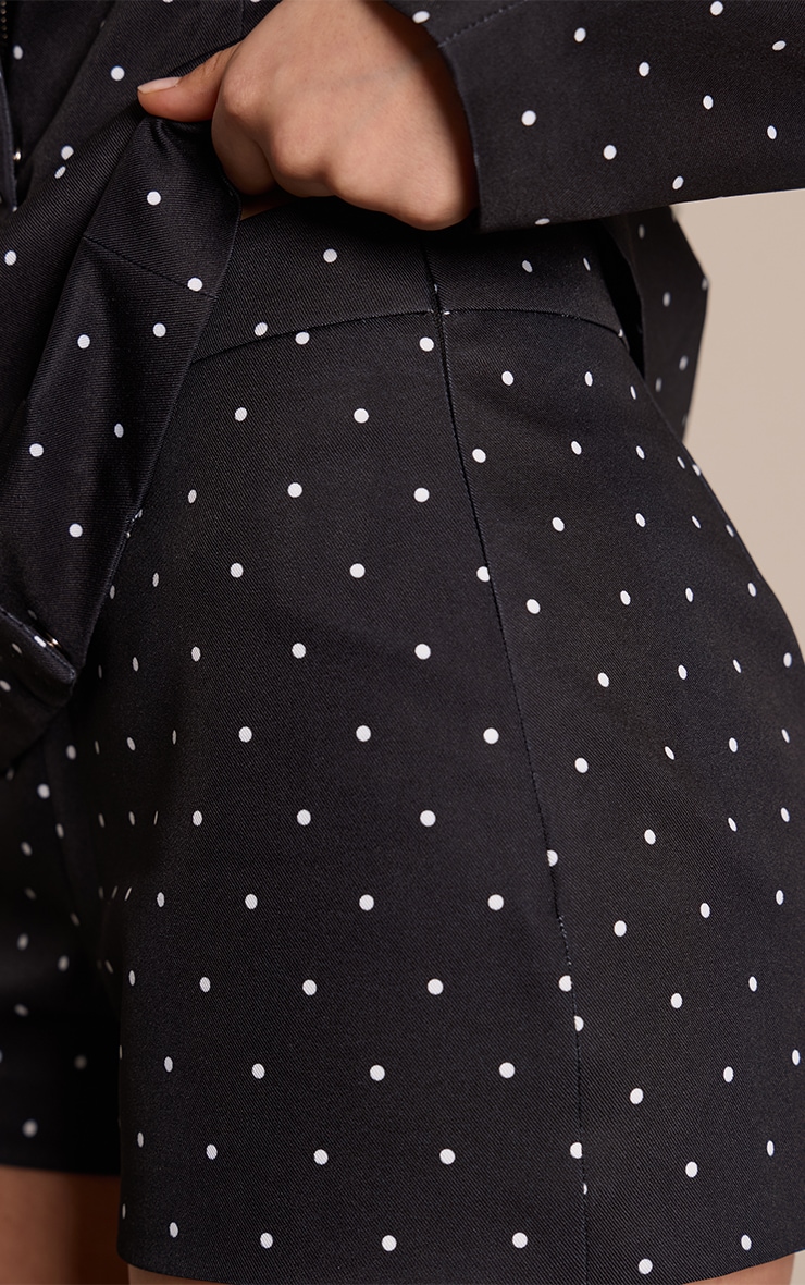 Black Polka Dot Tailored Short image 5