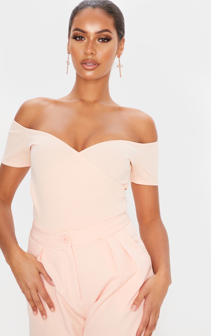 Blush Crepe Bardot Wrap Bodysuit