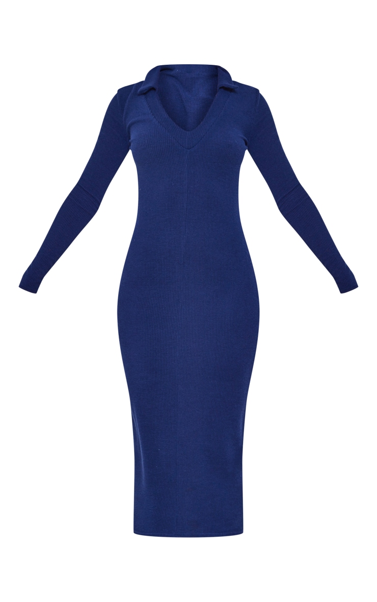 Tall Robe mi-longue style polo bleu marine foncé à décolleté plongeant image 5