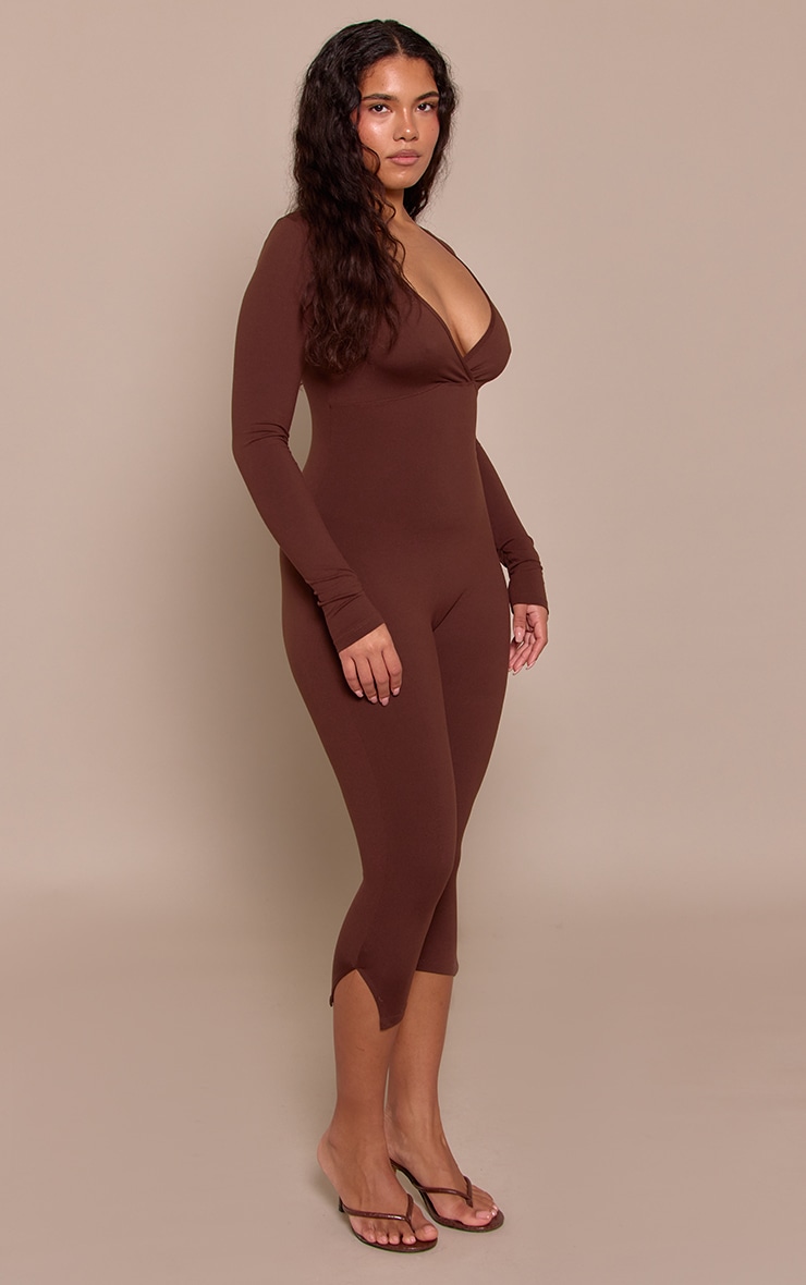 Shape Chocolate Sculpt Long sleeve wrap V neck Capri Jumpsuit image 3