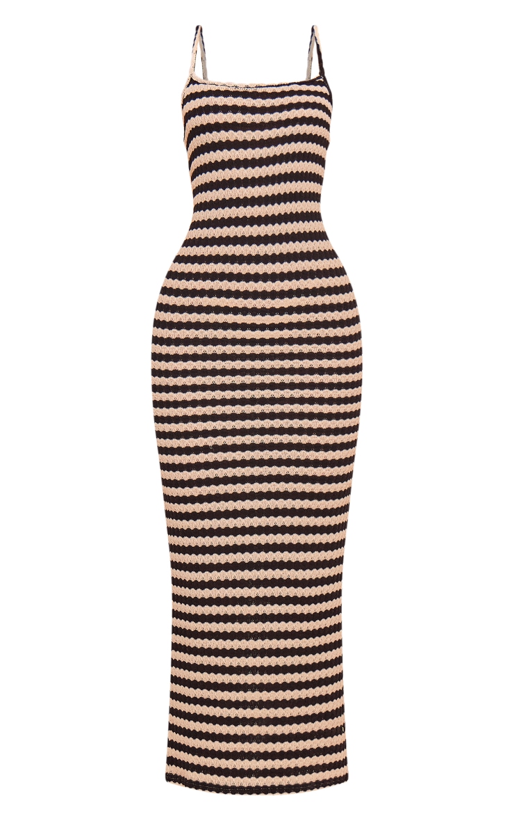 Monochrome Textured Stripe Strappy Maxi Dress image 5