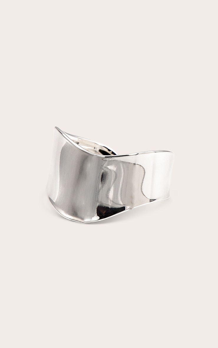 Silver Smooth Abstract Cuff image 2