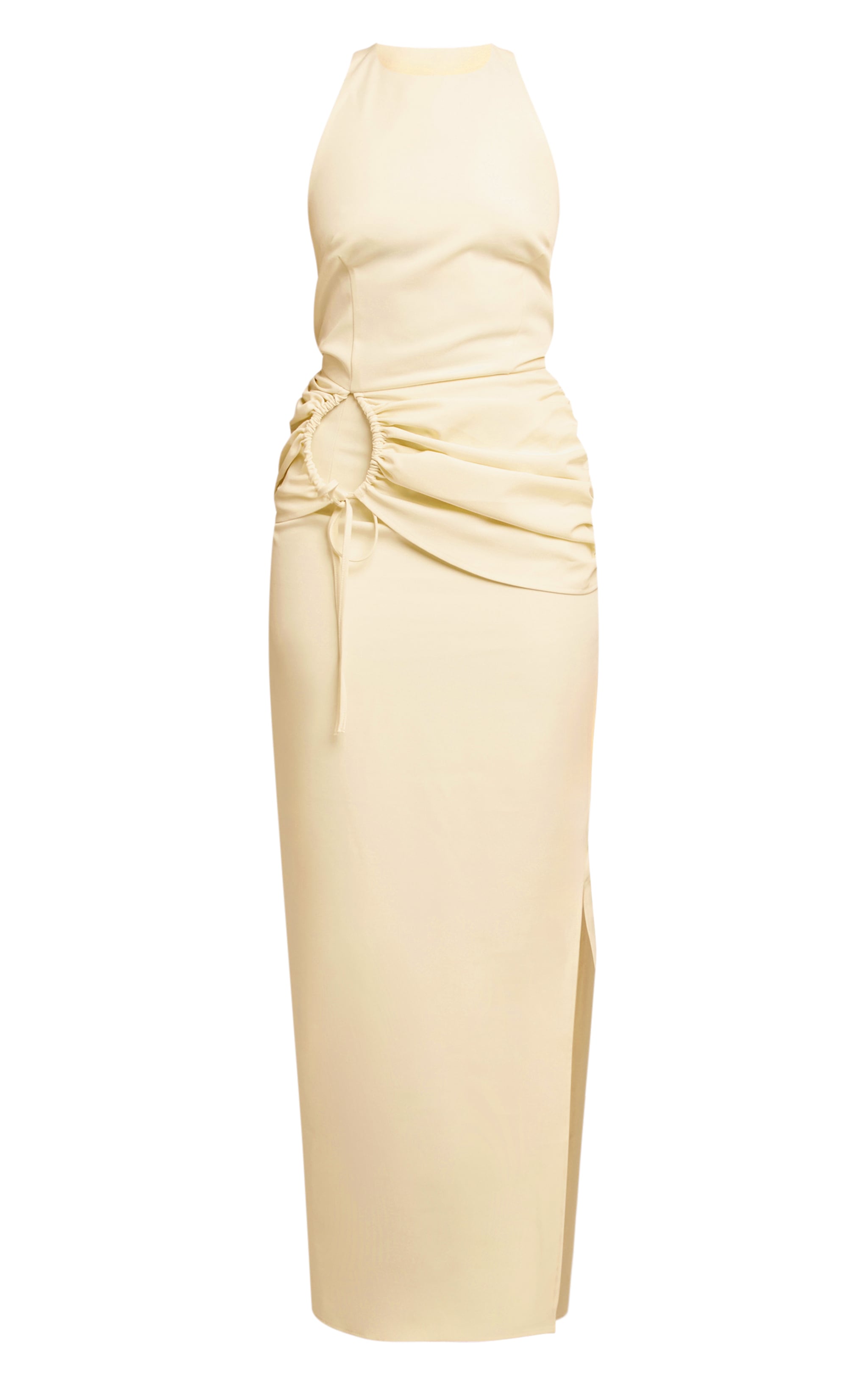 Cream Racer Ruched Maxi Dress image 5