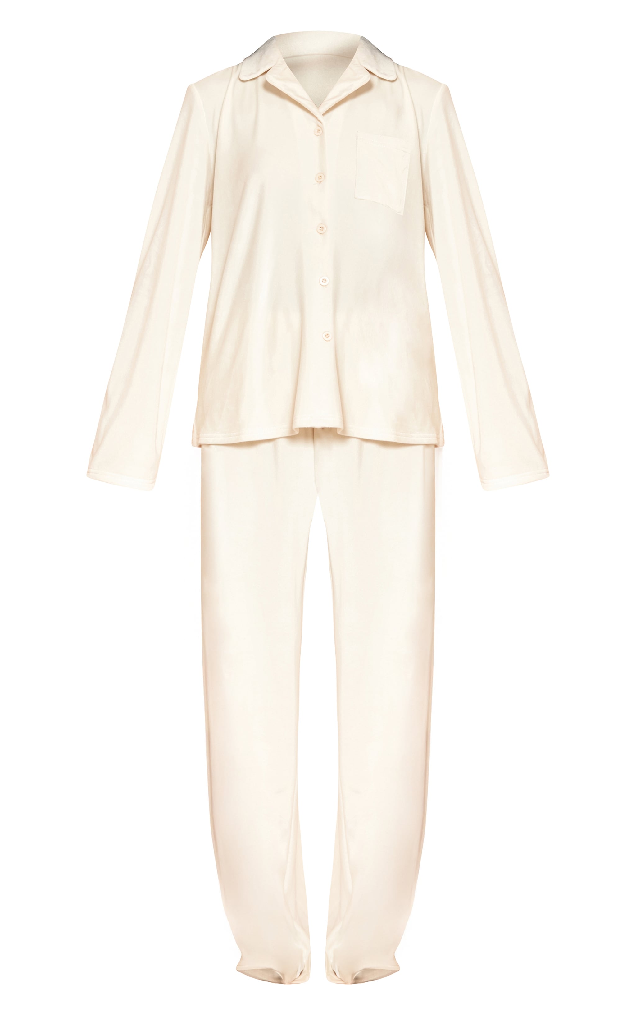 Cream Soft Touch Piping Detail Pajama Set image 5