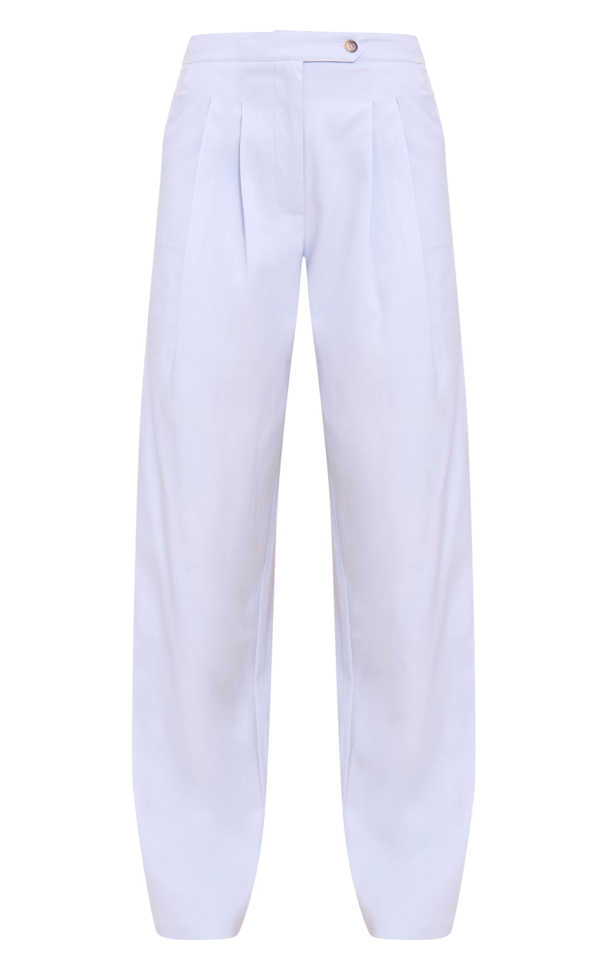 Powder Blue Tailored Woven Pleated Wide Leg Pants image 5