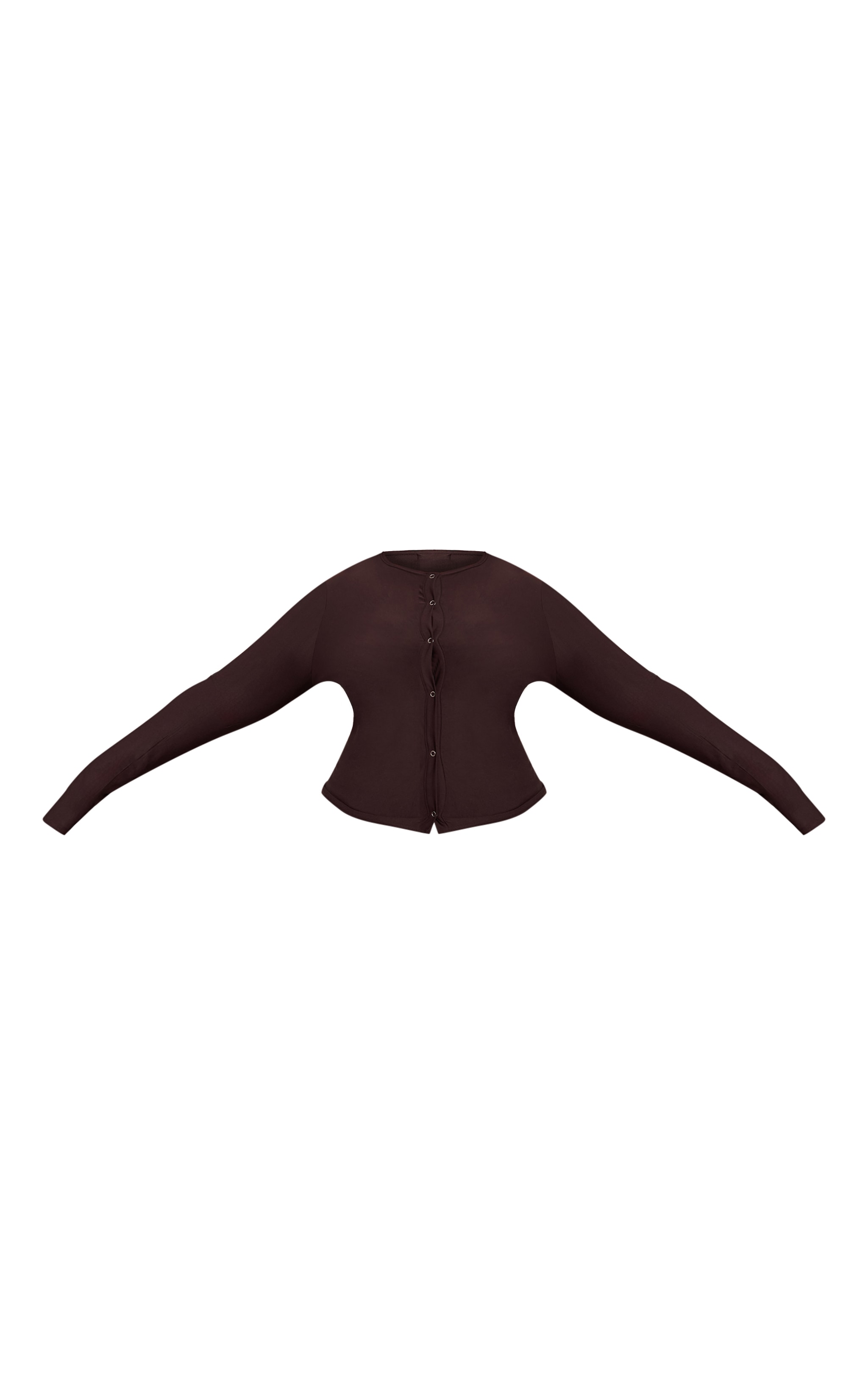 Plus Chocolate Soft Touch Popper Fitted Long Sleeve Long Top image 5